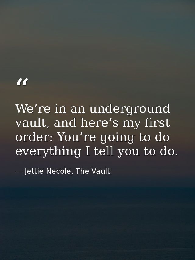 We’re in an underground vault, and here’s my first order: You’re going to do everything I tell you to do. — Jettie Necole, The Vault