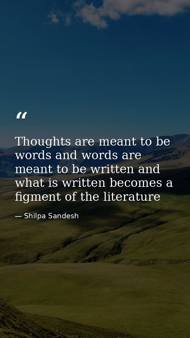 Thoughts are meant to be words and words are meant to be written and what is written becomes a figment of the literature — Shilpa Sandesh