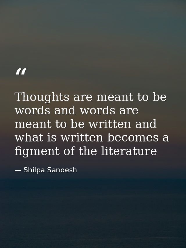 Thoughts are meant to be words and words are meant to be written and what is written becomes a figment of the literature — Shilpa Sandesh