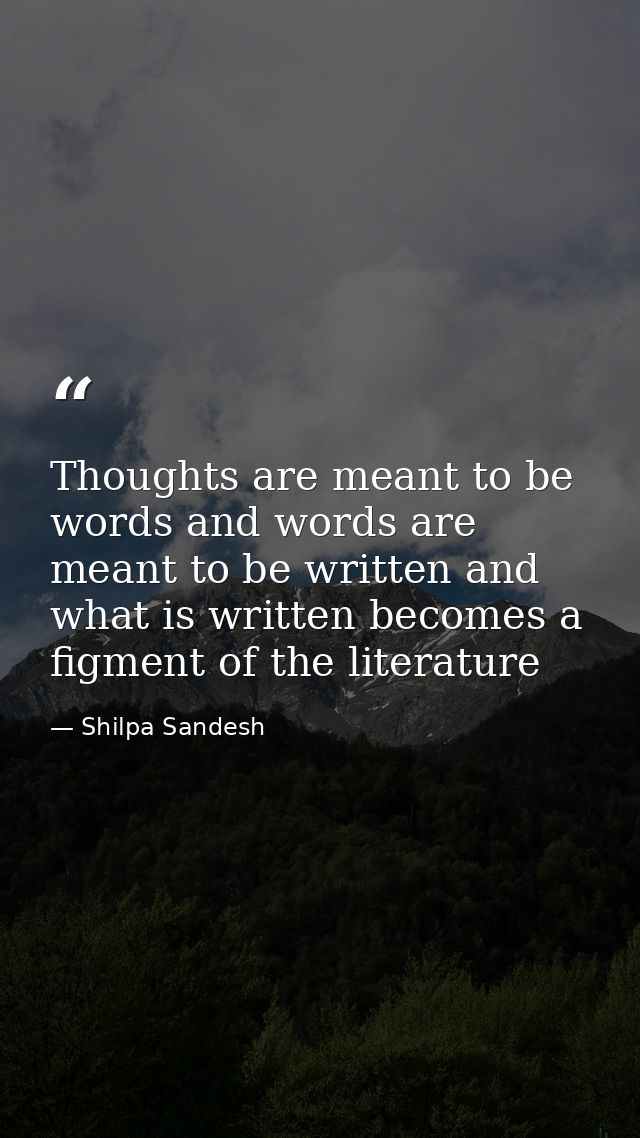 Thoughts are meant to be words and words are meant to be written and what is written becomes a figment of the literature — Shilpa Sandesh