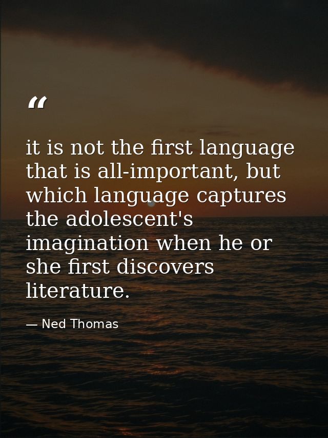 it is not the first language that is all-important, but which language captures the adolescent's imagination when he or  — Ned Thomas