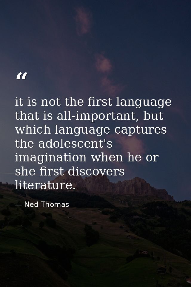 it is not the first language that is all-important, but which language captures the adolescent's imagination when he or  — Ned Thomas
