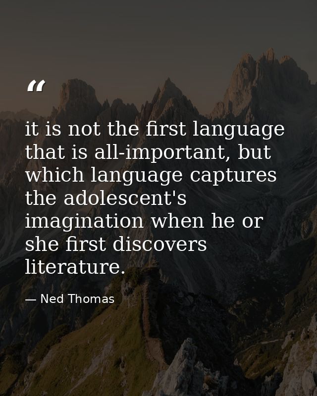 it is not the first language that is all-important, but which language captures the adolescent's imagination when he or  — Ned Thomas