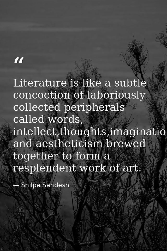 Literature is like a subtle concoction of laboriously collected peripherals called words, intellect,thoughts,imagination — Shilpa Sandesh