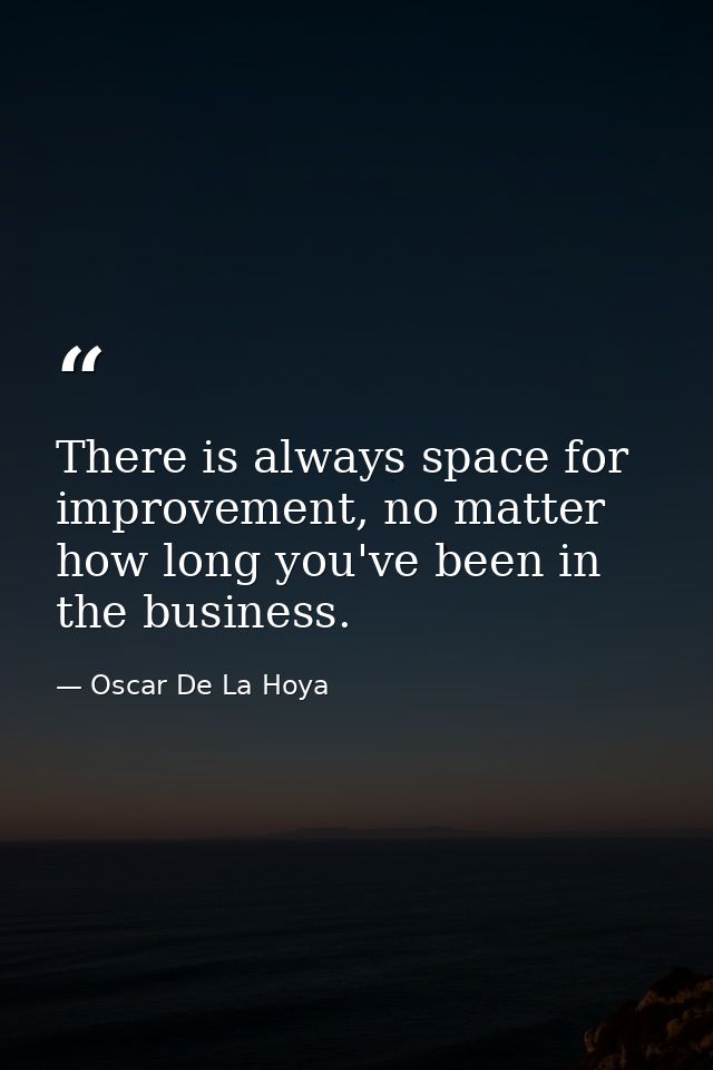 There is always space for improvement, no matter how long you've been in the business. — Oscar De La Hoya