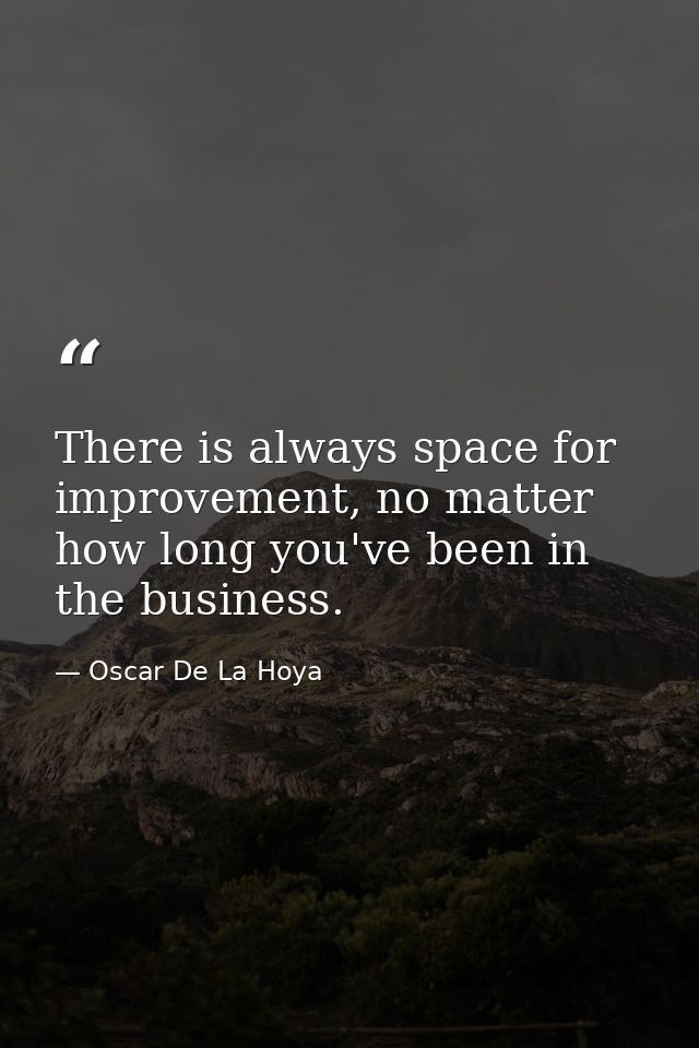 There is always space for improvement, no matter how long you've been in the business. — Oscar De La Hoya