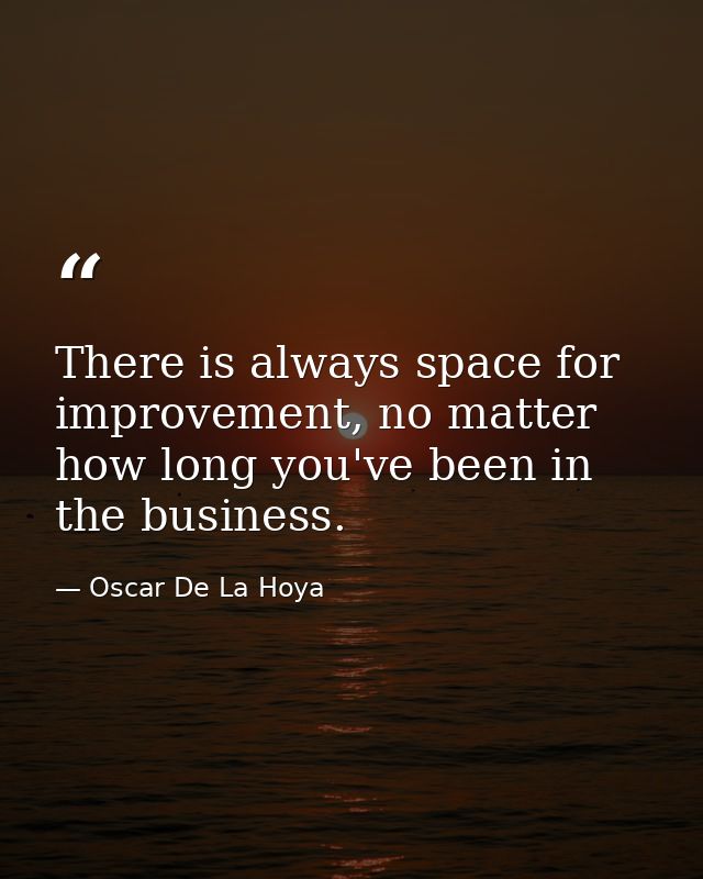 There is always space for improvement, no matter how long you've been in the business. — Oscar De La Hoya