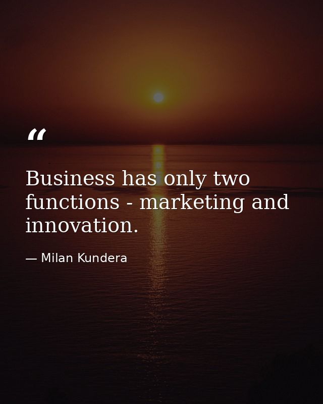 Business has only two functions - marketing and innovation. — Milan Kundera