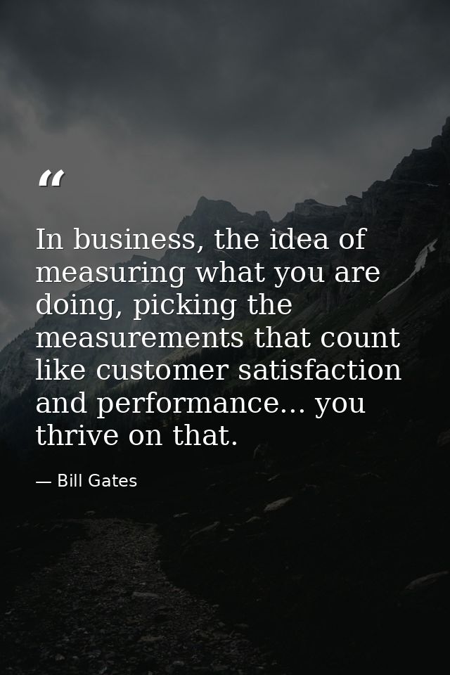 In business, the idea of measuring what you are doing, picking the measurements that count like customer satisfaction an — Bill Gates
