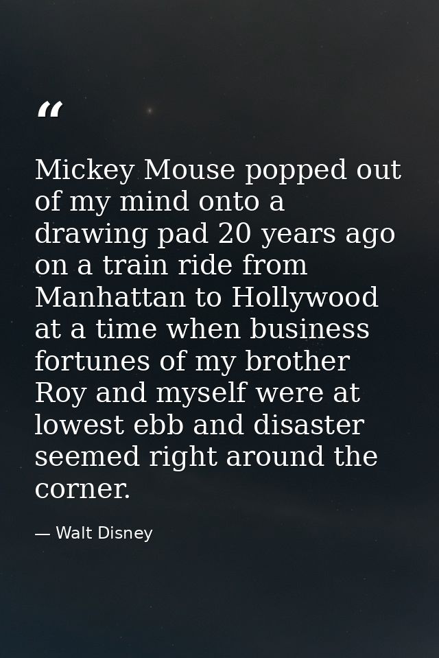 Mickey Mouse popped out of my mind onto a drawing pad 20 years ago on a train ride from Manhattan to Hollywood at a time — Walt Disney