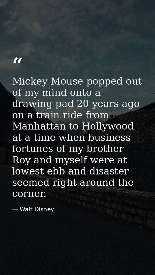 Mickey Mouse popped out of my mind onto a drawing pad 20 years ago on a train ride from Manhattan to Hollywood at a time — Walt Disney