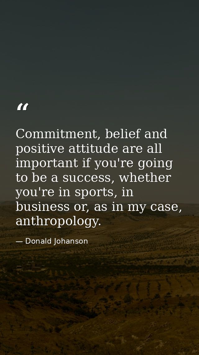 Commitment, belief and positive attitude are all important if you're going to be a success, whether you're in sports, in — Donald Johanson