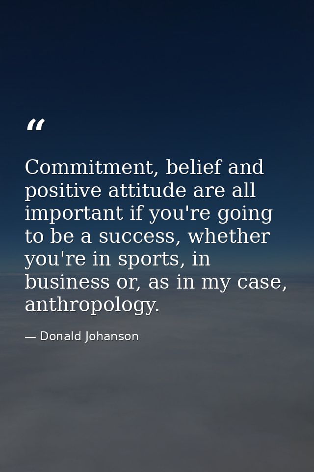 Commitment, belief and positive attitude are all important if you're going to be a success, whether you're in sports, in — Donald Johanson