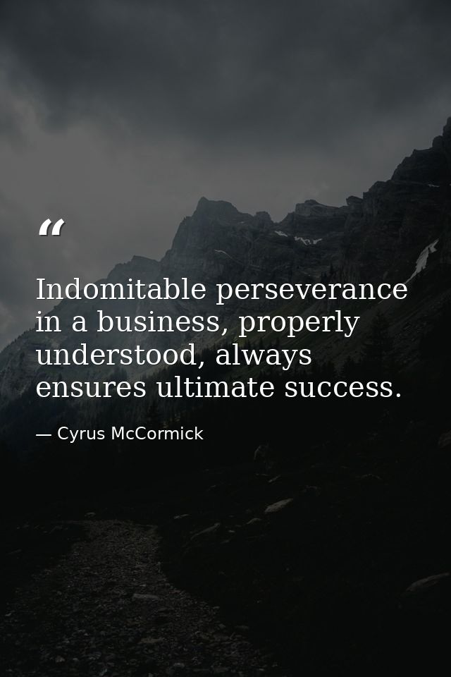 Indomitable perseverance in a business, properly understood, always ensures ultimate success. — Cyrus McCormick