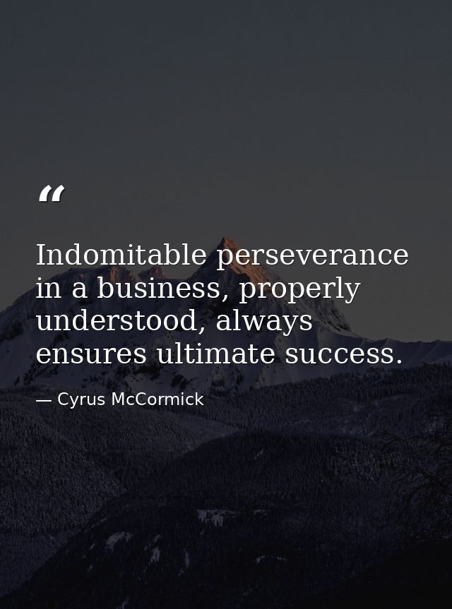 Indomitable perseverance in a business, properly understood, always ensures ultimate success. — Cyrus McCormick