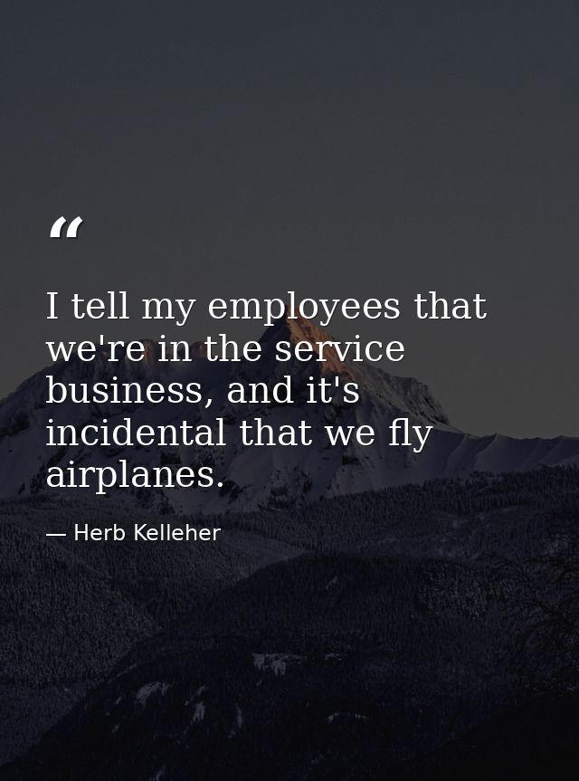I tell my employees that we're in the service business, and it's incidental that we fly airplanes. — Herb Kelleher