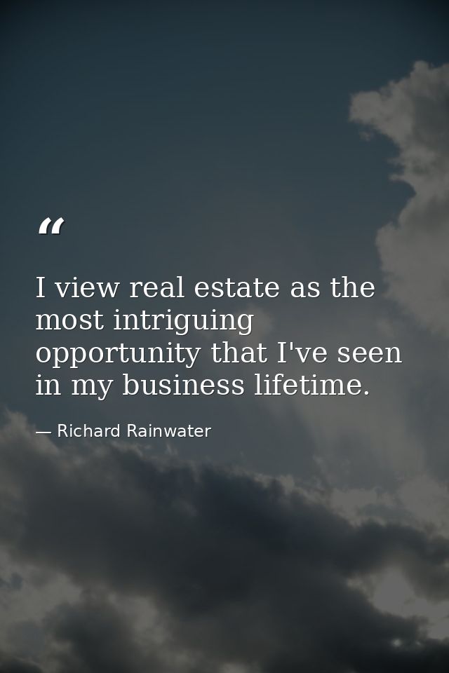 I view real estate as the most intriguing opportunity that I've seen in my business lifetime. — Richard Rainwater