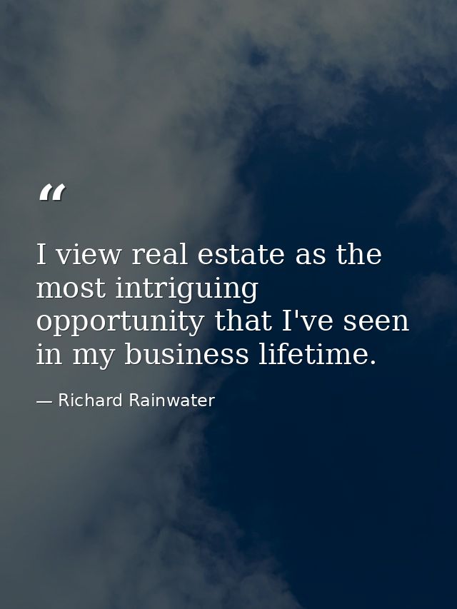 I view real estate as the most intriguing opportunity that I've seen in my business lifetime. — Richard Rainwater