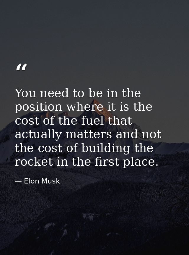 You need to be in the position where it is the cost of the fuel that actually matters and not the cost of building the r — Elon Musk