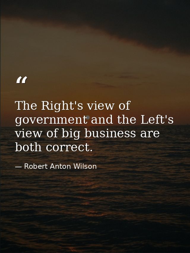 The Right's view of government and the Left's view of big business are both correct. — Robert Anton Wilson