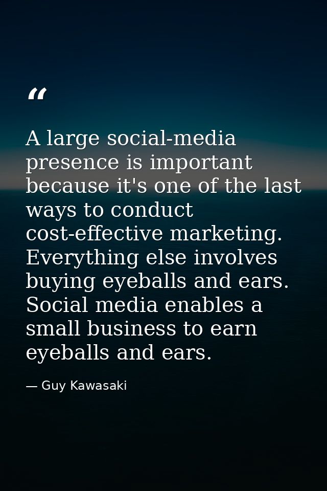 A large social-media presence is important because it's one of the last ways to conduct cost-effective marketing. Everyt — Guy Kawasaki