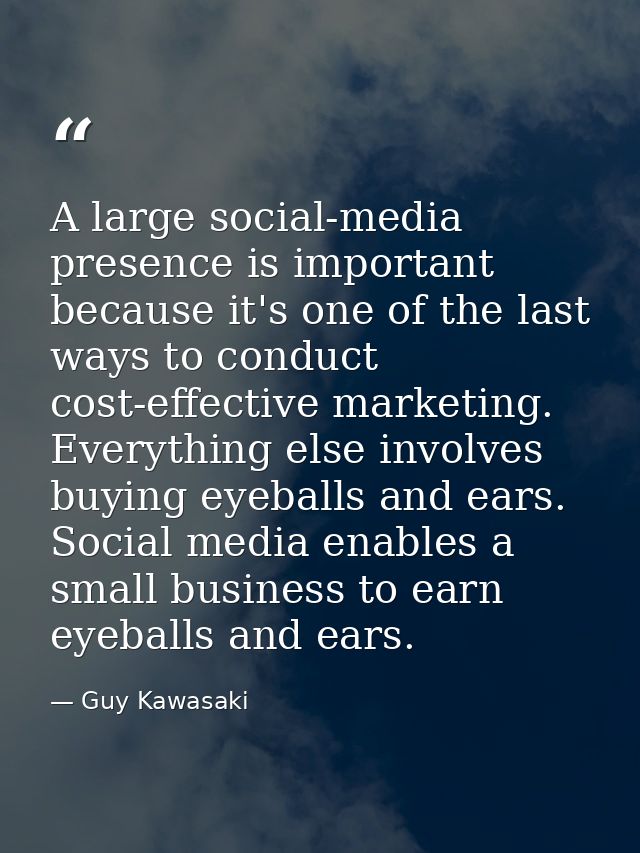 A large social-media presence is important because it's one of the last ways to conduct cost-effective marketing. Everyt — Guy Kawasaki