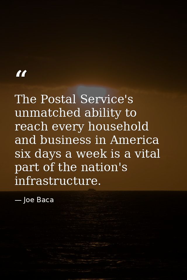 The Postal Service's unmatched ability to reach every household and business in America six days a week is a vital part  — Joe Baca