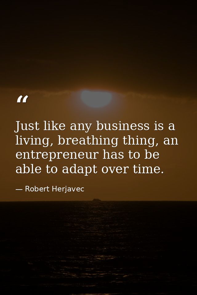 Just like any business is a living, breathing thing, an entrepreneur has to be able to adapt over time. — Robert Herjavec