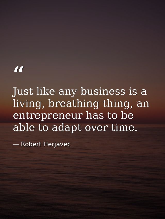 Just like any business is a living, breathing thing, an entrepreneur has to be able to adapt over time. — Robert Herjavec