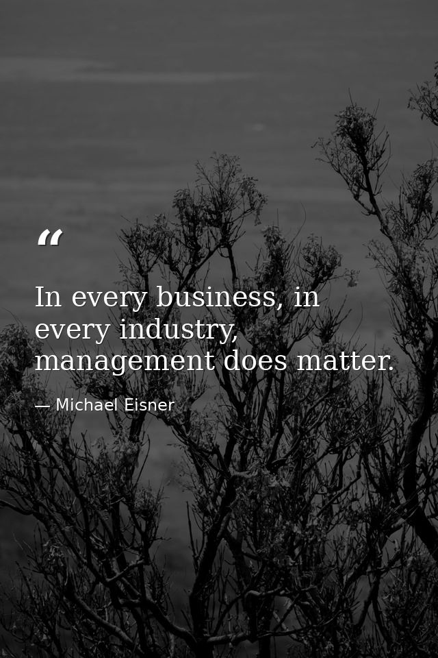 In every business, in every industry, management does matter. — Michael Eisner