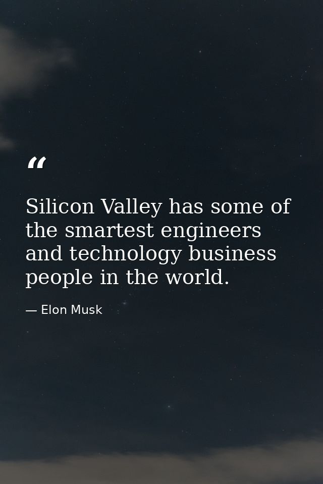 Silicon Valley has some of the smartest engineers and technology business people in the world. — Elon Musk