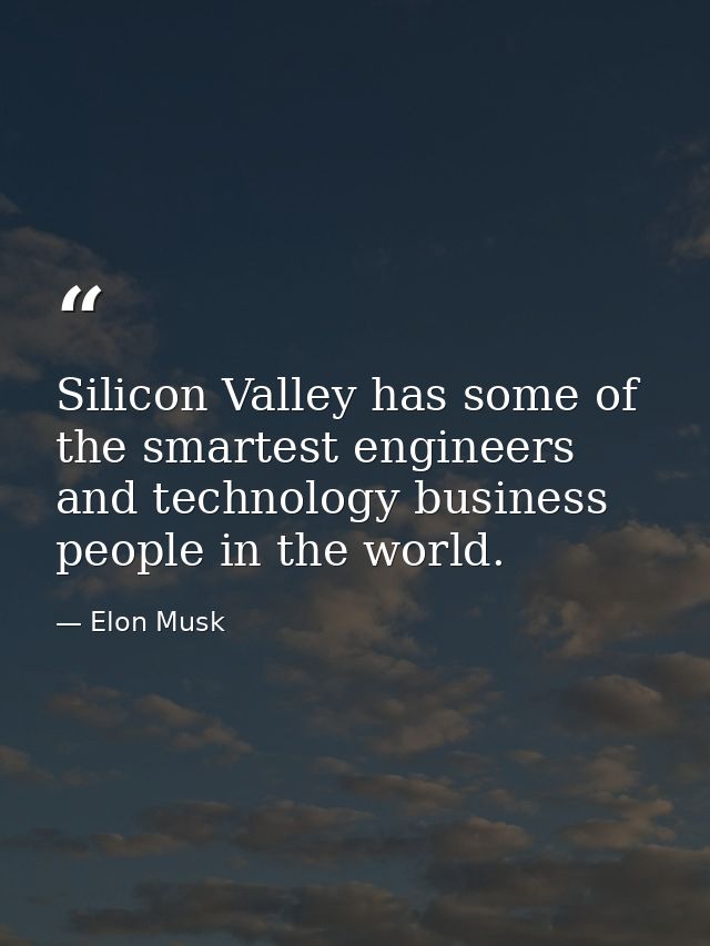 Silicon Valley has some of the smartest engineers and technology business people in the world. — Elon Musk