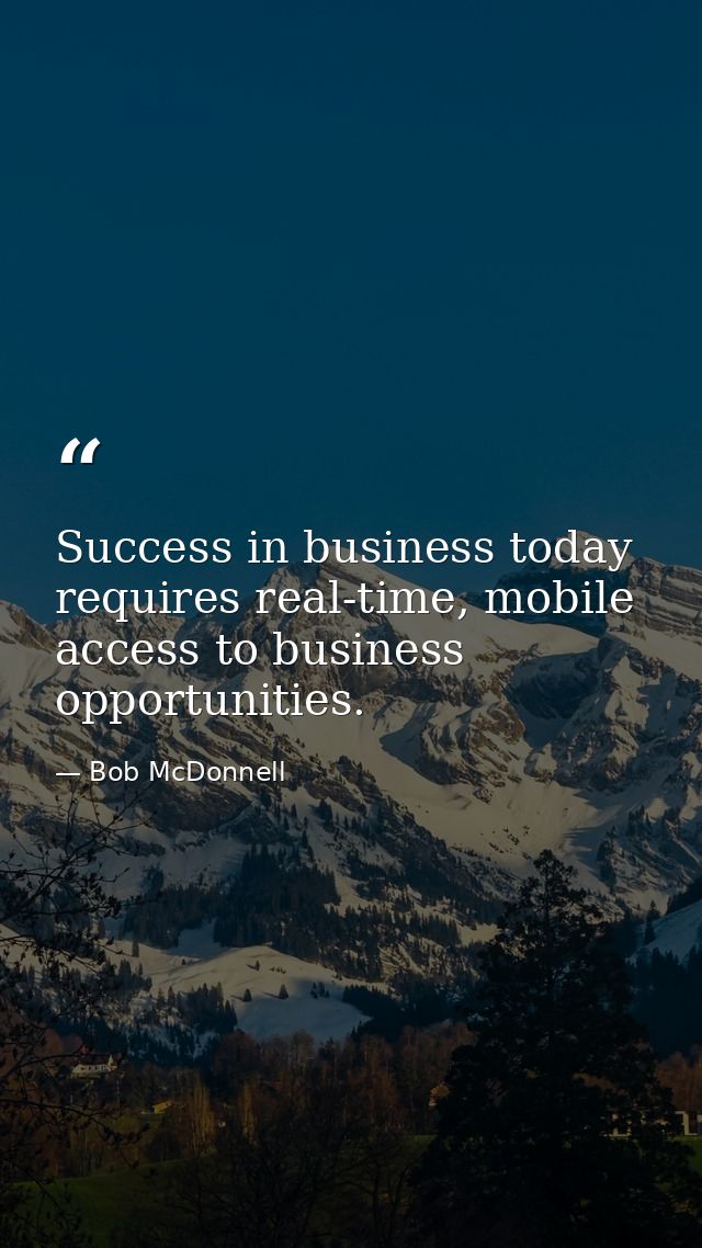 Success in business today requires real-time, mobile access to business opportunities. — Bob McDonnell