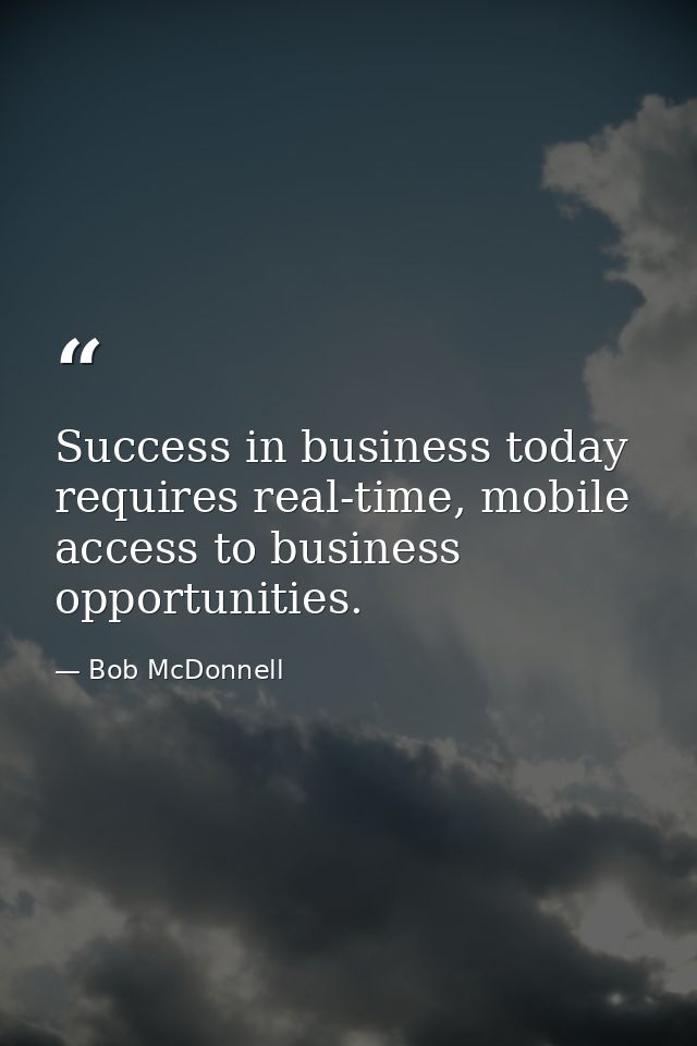 Success in business today requires real-time, mobile access to business opportunities. — Bob McDonnell