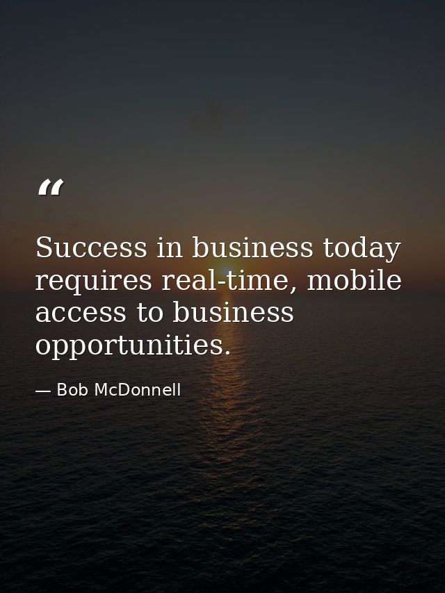 Success in business today requires real-time, mobile access to business opportunities. — Bob McDonnell