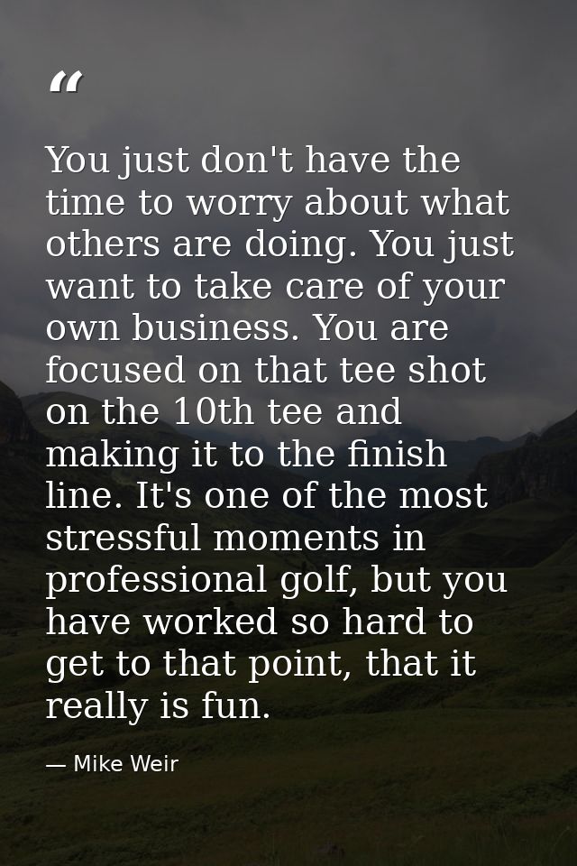 You just don't have the time to worry about what others are doing. You just want to take care of your own business. You  — Mike Weir