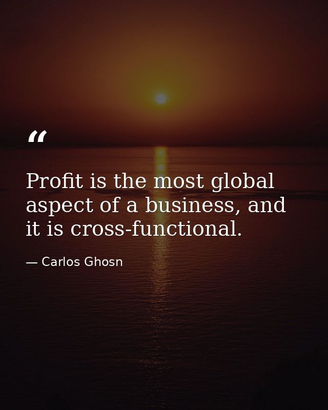 Profit is the most global aspect of a business, and it is cross-functional. — Carlos Ghosn
