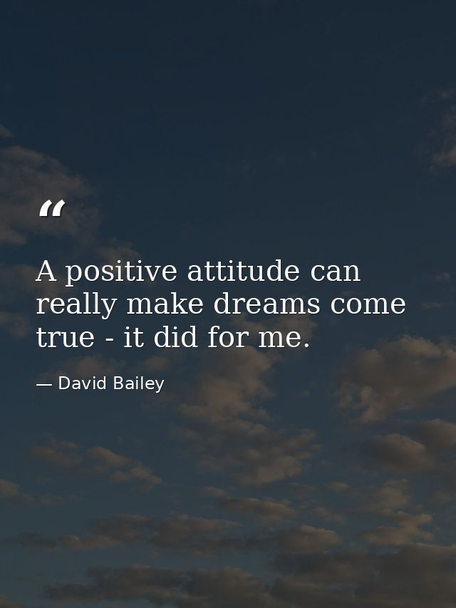 A positive attitude can really make dreams come true - it did for me. — David Bailey