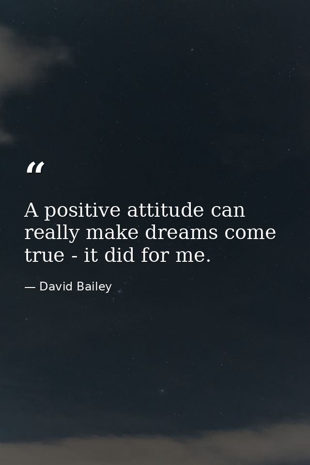 A positive attitude can really make dreams come true - it did for me. — David Bailey