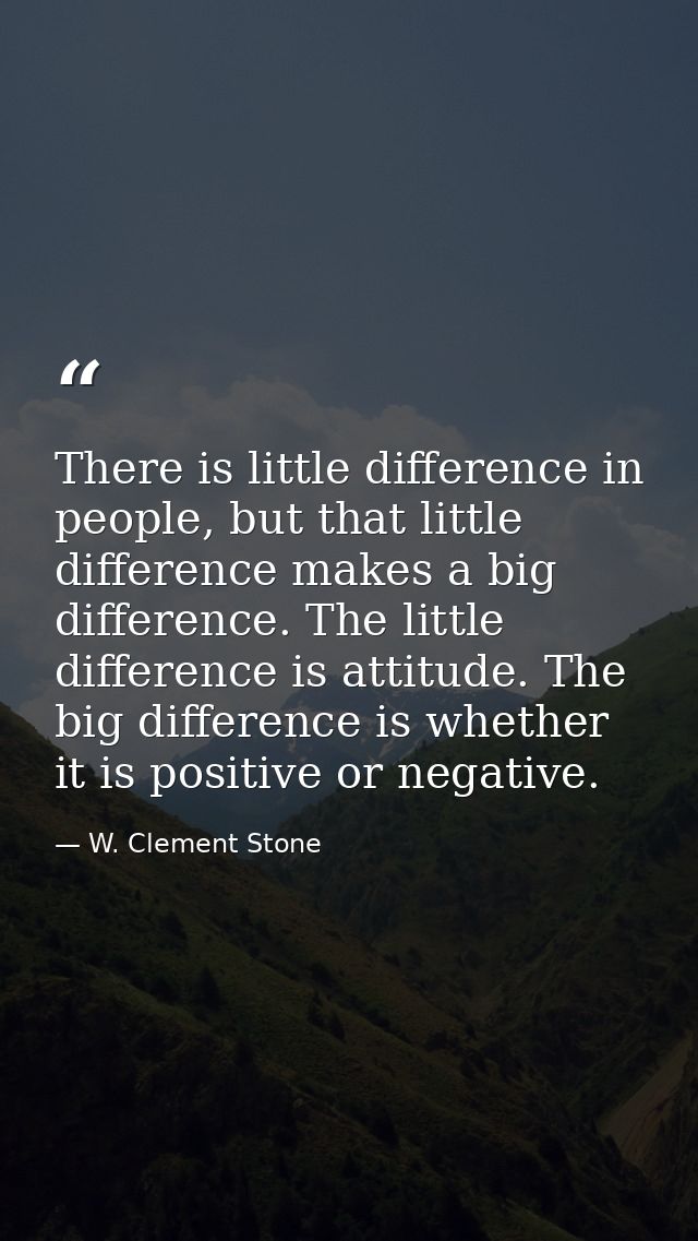 There is little difference in people, but that little difference makes a big difference. The little difference is attitu — W. Clement Stone