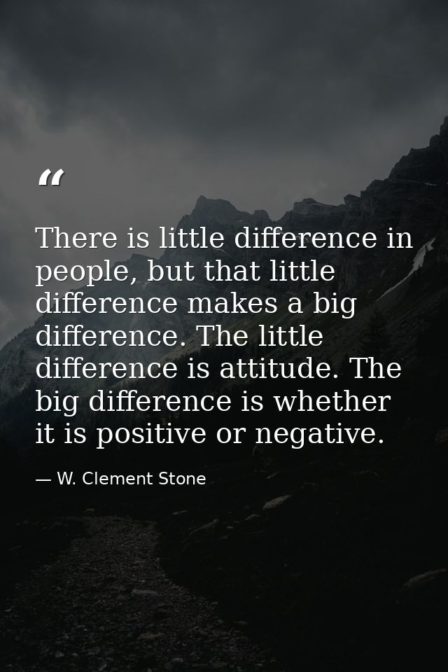 There is little difference in people, but that little difference makes a big difference. The little difference is attitu — W. Clement Stone