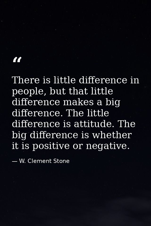 There is little difference in people, but that little difference makes a big difference. The little difference is attitu — W. Clement Stone