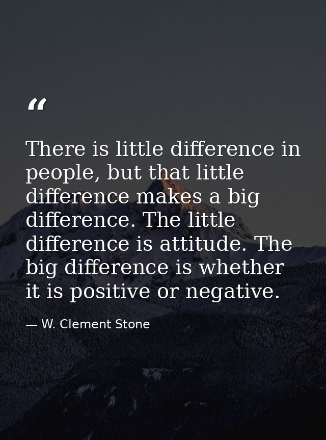 There is little difference in people, but that little difference makes a big difference. The little difference is attitu — W. Clement Stone