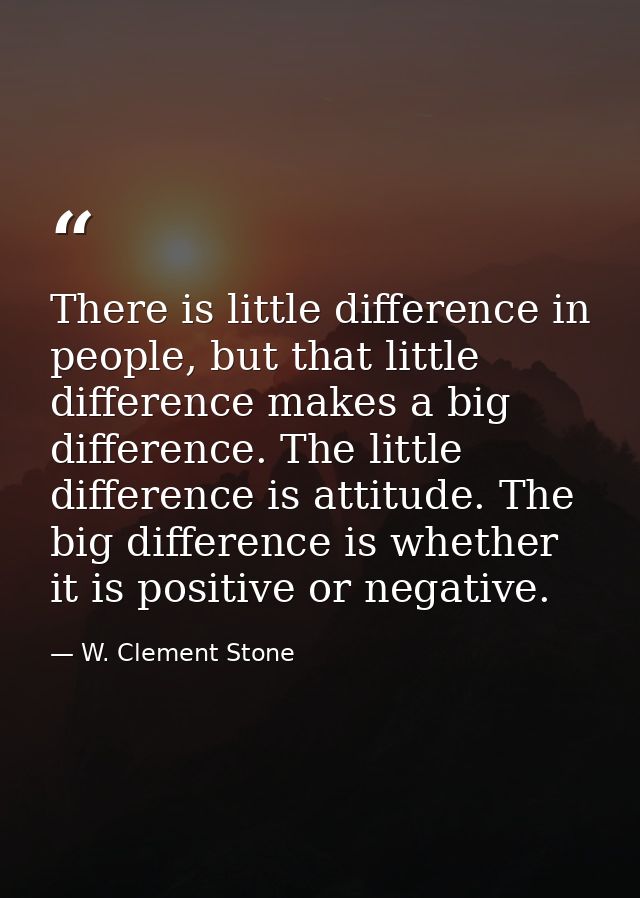 There is little difference in people, but that little difference makes a big difference. The little difference is attitu — W. Clement Stone