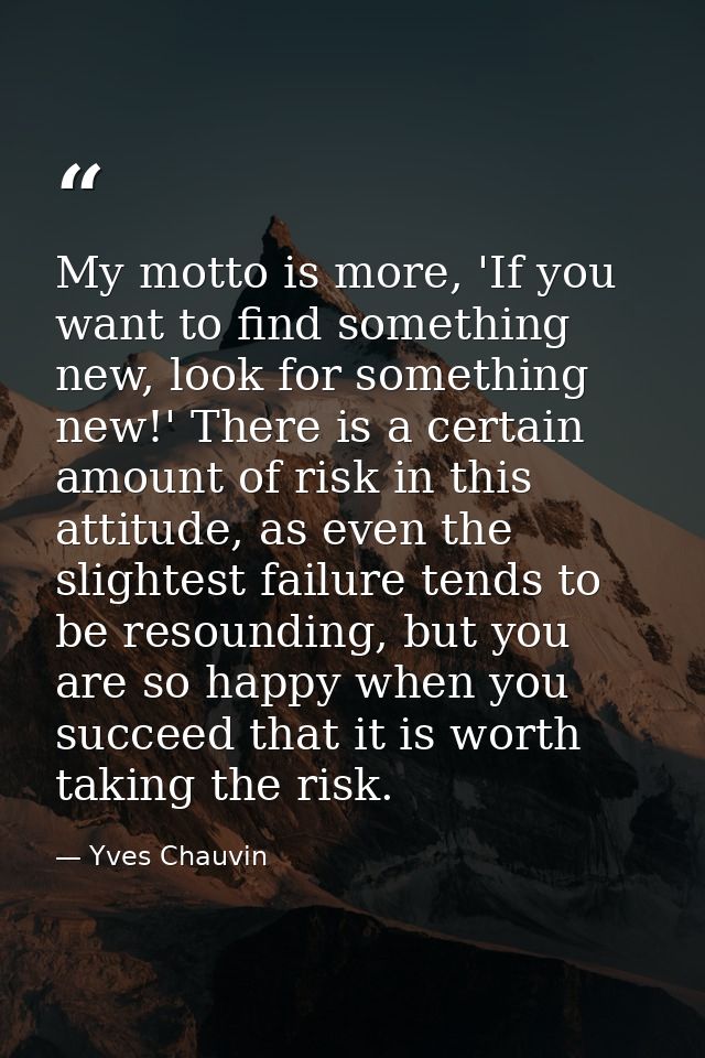 My motto is more, 'If you want to find something new, look for something new!' There is a certain amount of risk in this — Yves Chauvin