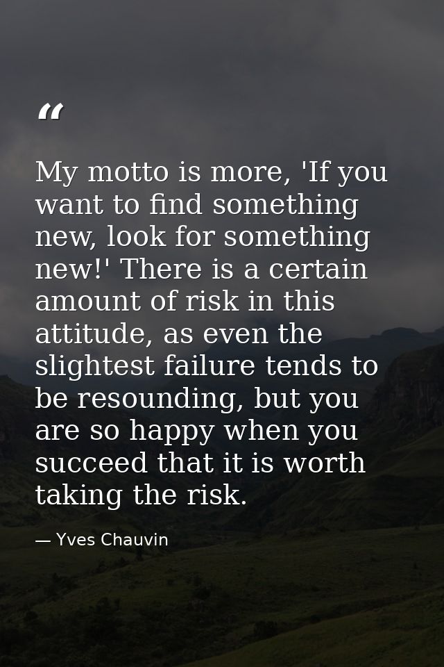 My motto is more, 'If you want to find something new, look for something new!' There is a certain amount of risk in this — Yves Chauvin