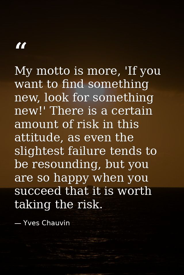 My motto is more, 'If you want to find something new, look for something new!' There is a certain amount of risk in this — Yves Chauvin