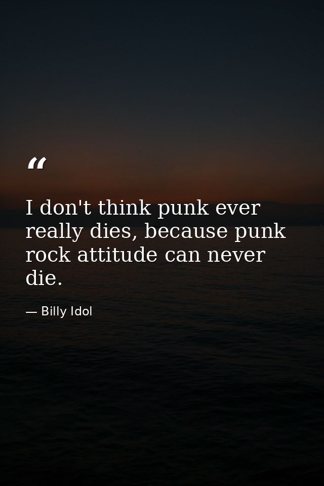 I don't think punk ever really dies, because punk rock attitude can never die. — Billy Idol
