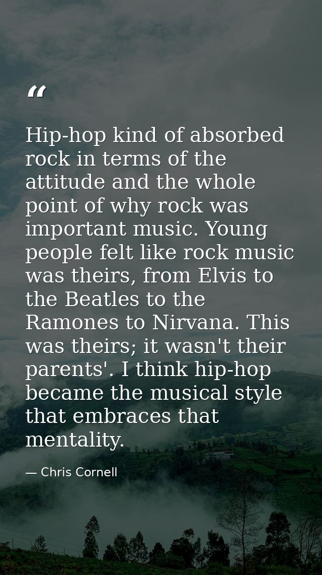 Hip-hop kind of absorbed rock in terms of the attitude and the whole point of why rock was important music. Young people — Chris Cornell