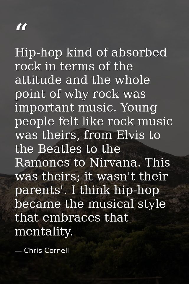 Hip-hop kind of absorbed rock in terms of the attitude and the whole point of why rock was important music. Young people — Chris Cornell